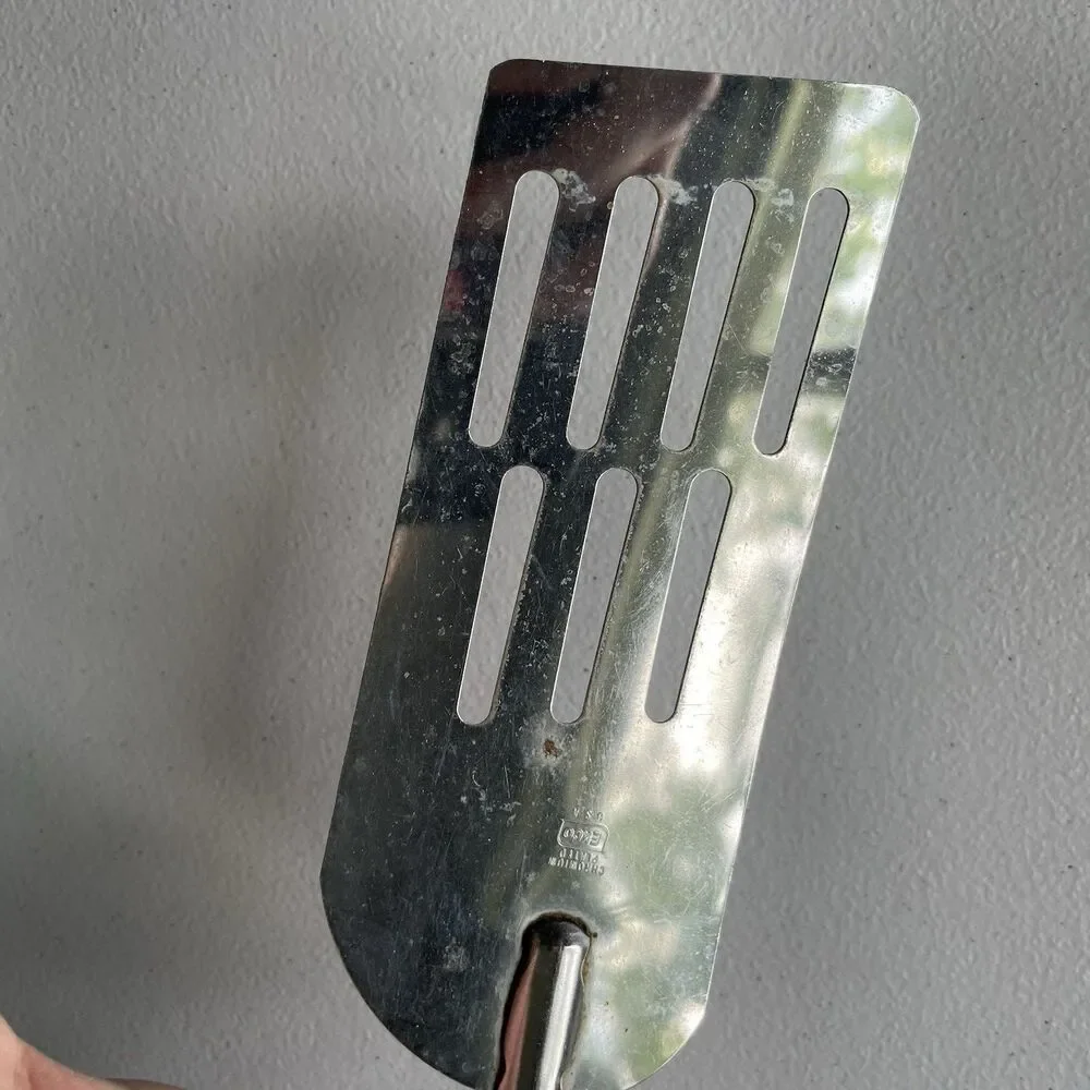 Vintage Ekco Chromium Plated Spatula Turner Flipper Orange USA Utensil 12.5